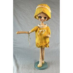 Vtg Big Eye Herman Pecker 1960s “Jill” Pose Doll 15” Blonde Hair Tag Japan MCM